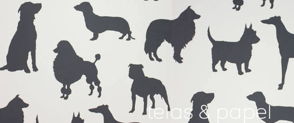 papel pintado perros "Best in Show" de Osborne and Little en color carbon