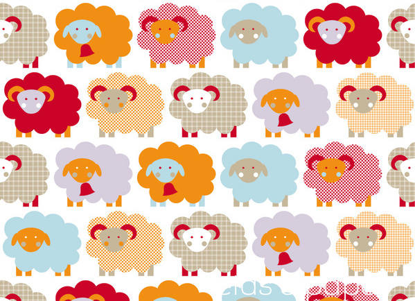 Papel pared infantil rosa con ovejas - TenVinilo