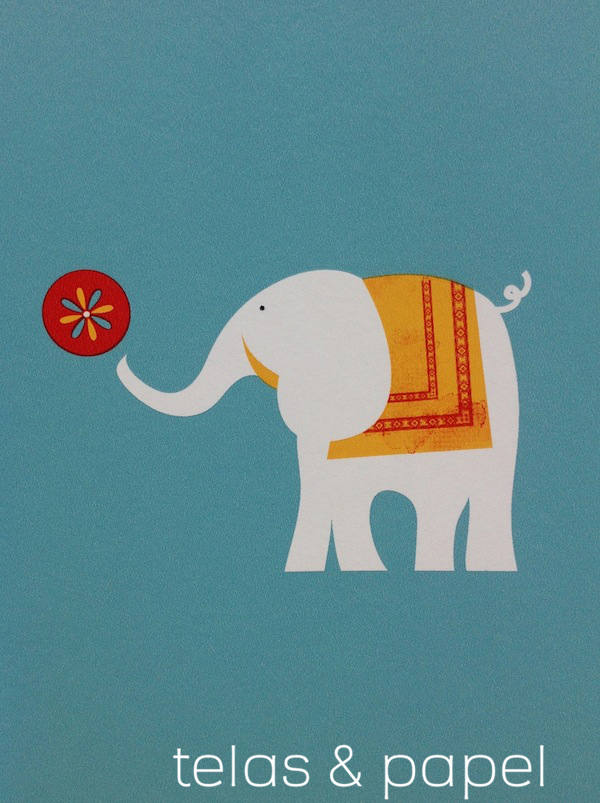 dibujo de elefante del papel Circus con el fondo azul