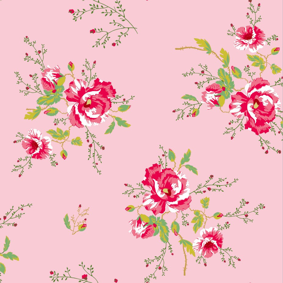 tienda online telas & papel | papel pintado rosas de invierno color rosa