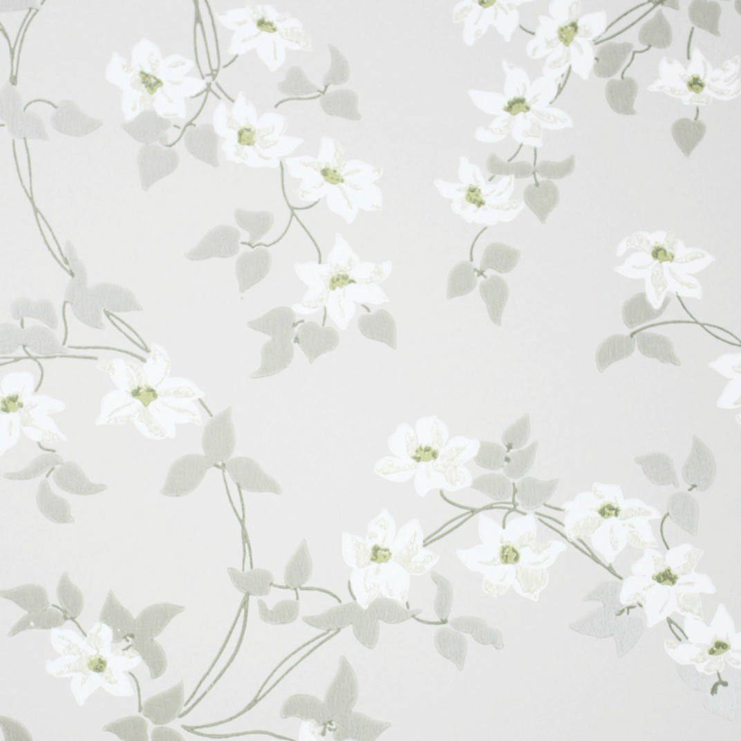 Papel delicadas flores blancas sobre gris piedra | tienda online telas &  papel